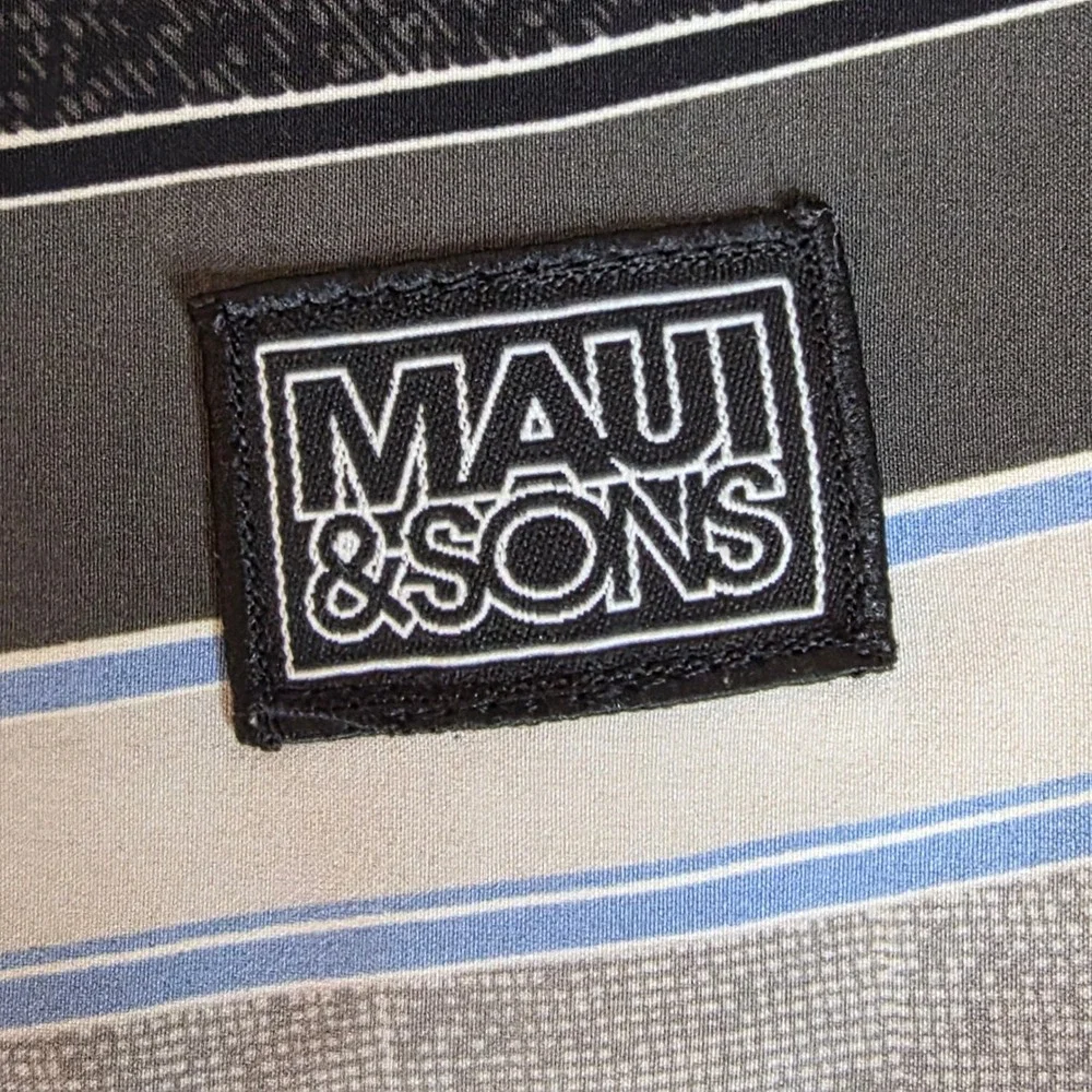 Lot of 2 Hurley Maui & Sons Board Shorts Mens 32 Black Tropical Striped Swim
